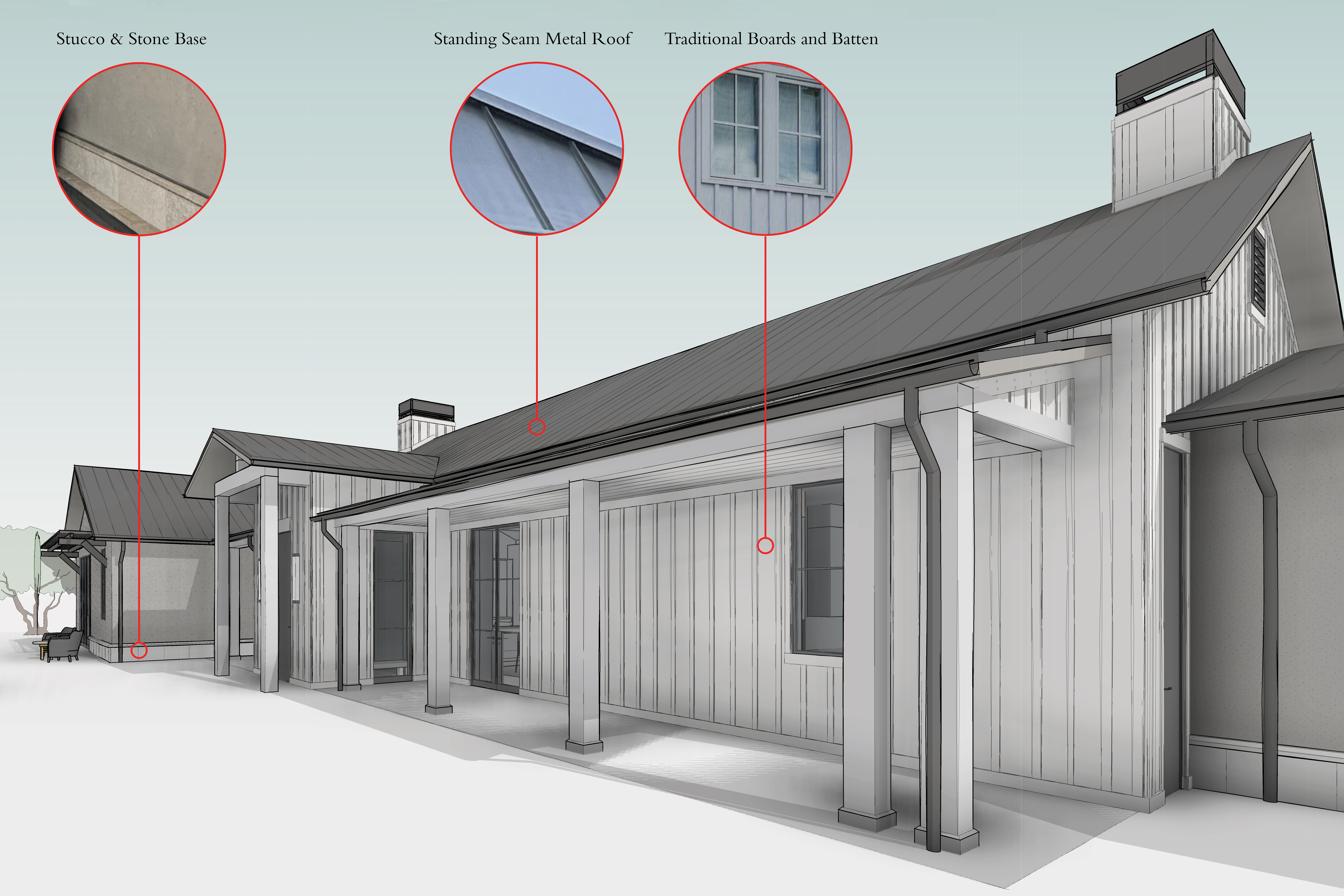 Silverado Residence — boards and batten exterior detail.